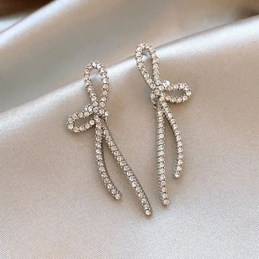 Dazzling Bow Drop Earrings