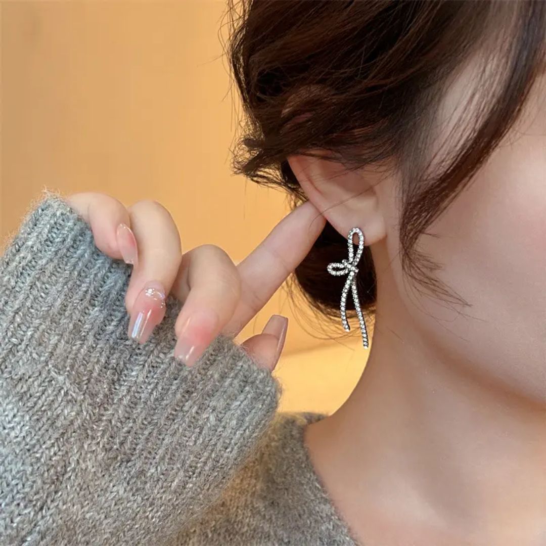 Dazzling Bow Drop Earrings