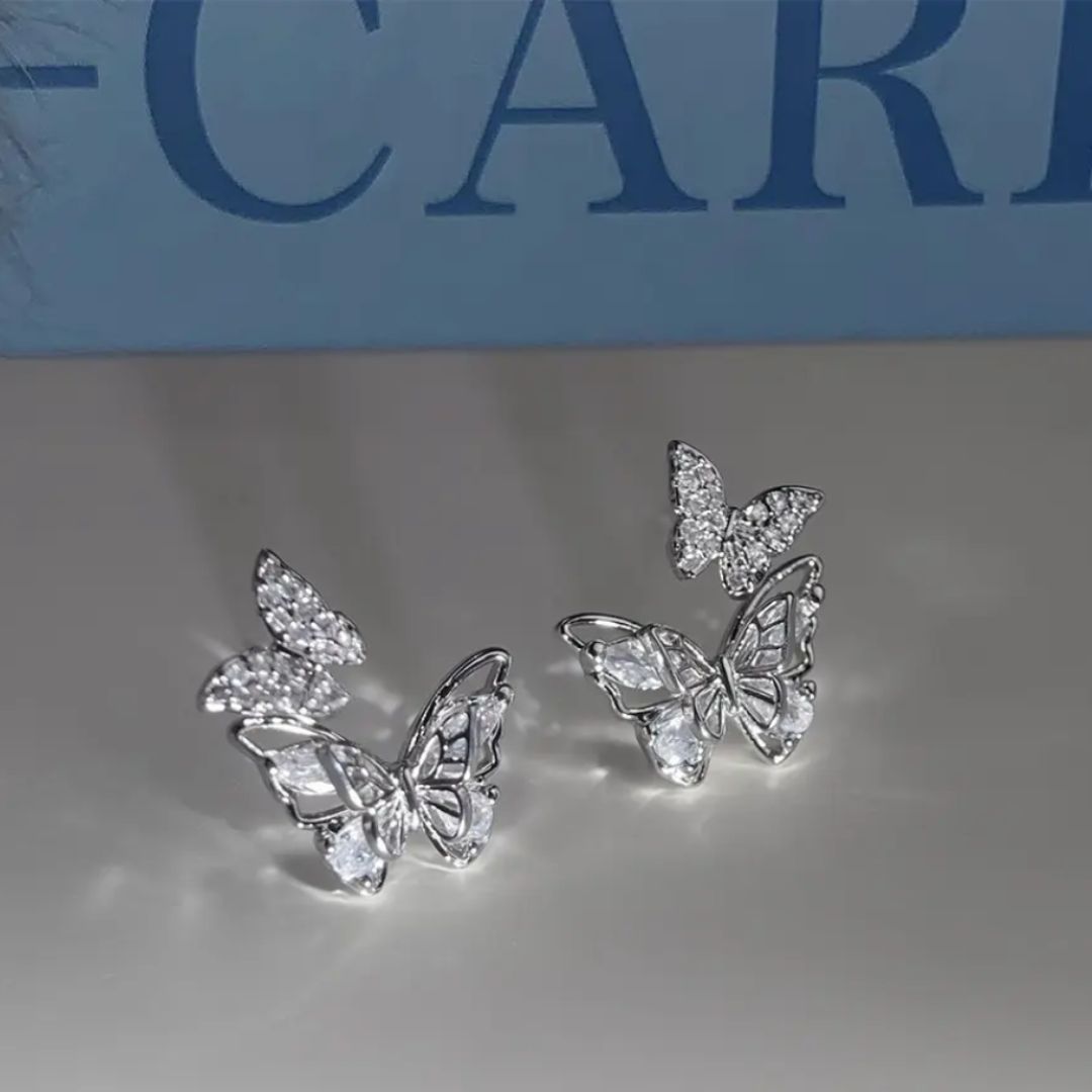 Silver wing Butterfly Earrings