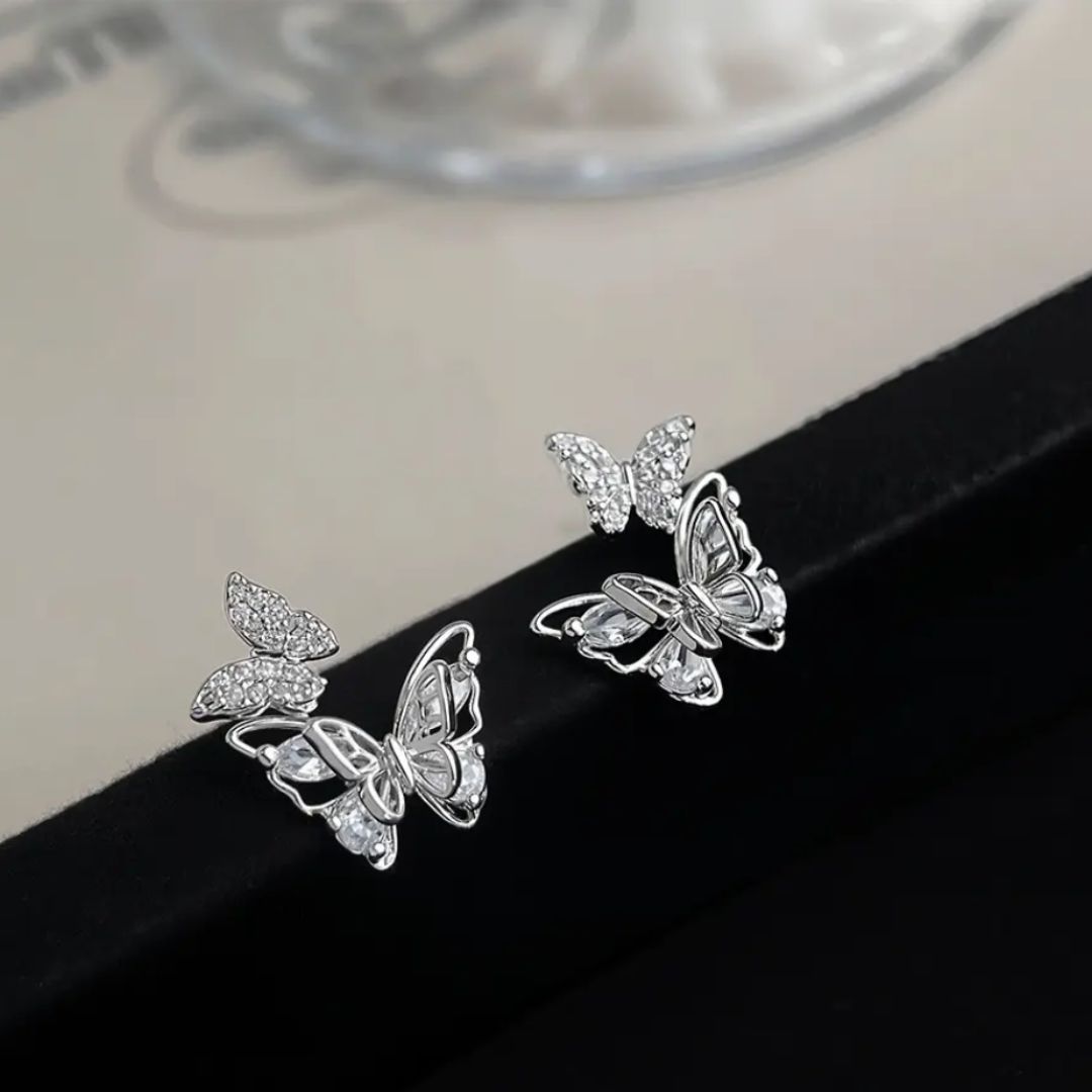 Silver wing Butterfly Earrings