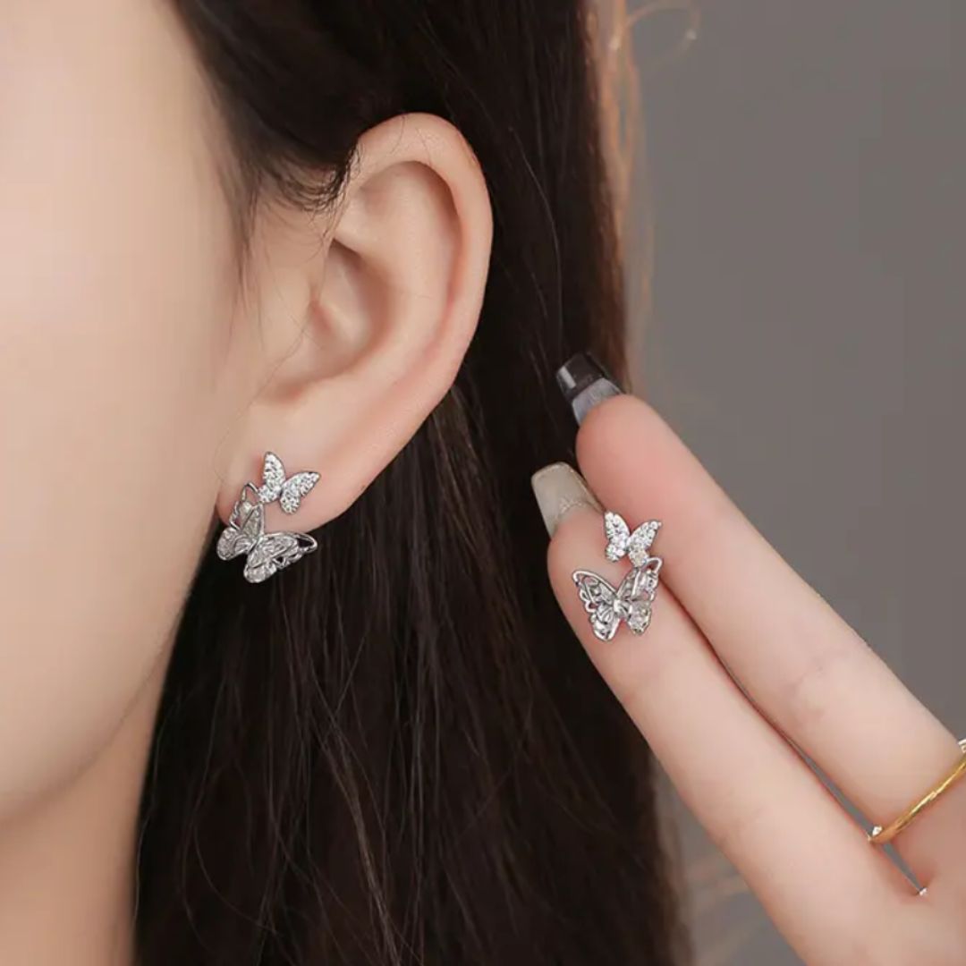 Silver wing Butterfly Earrings