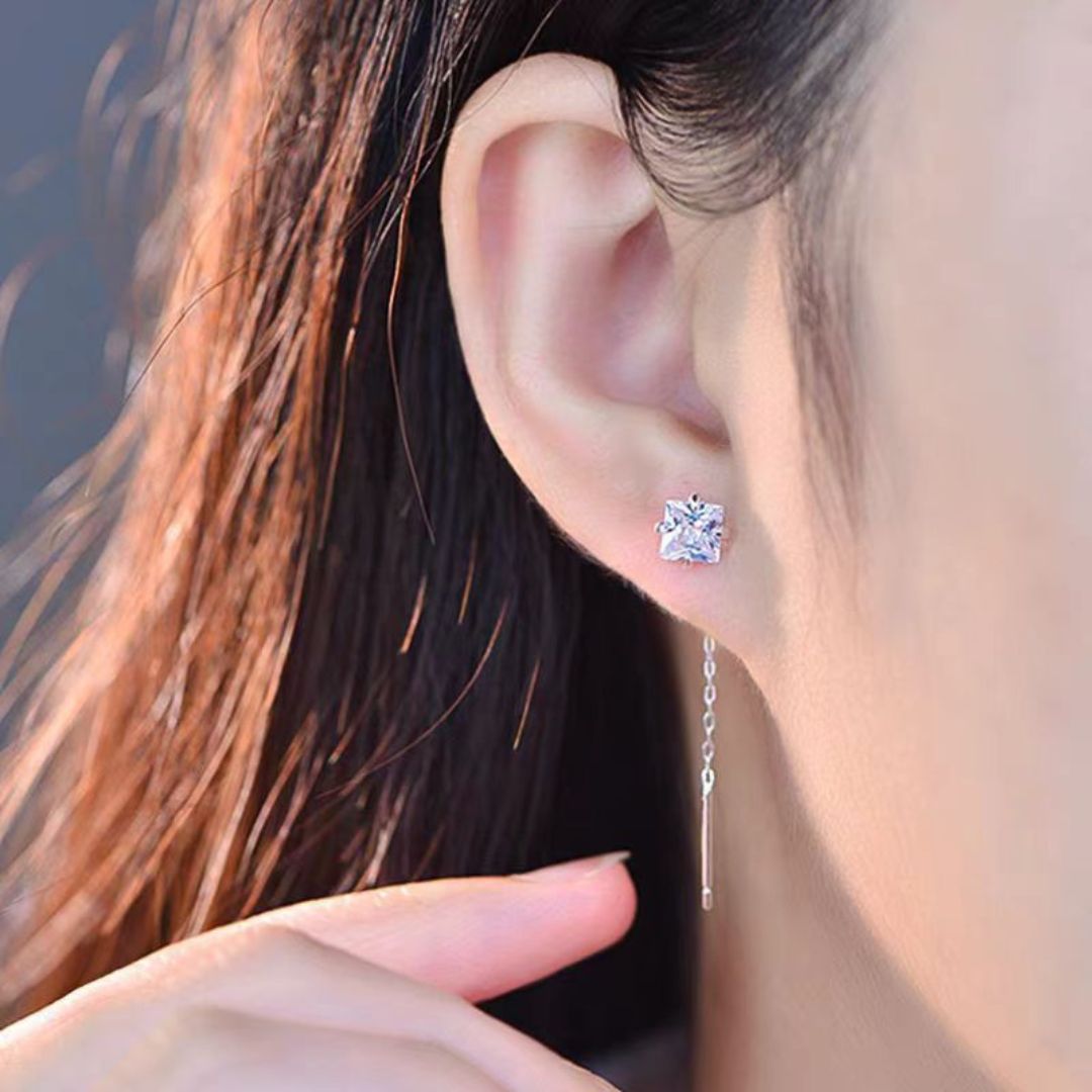 Silver Dangle Chain Earrings