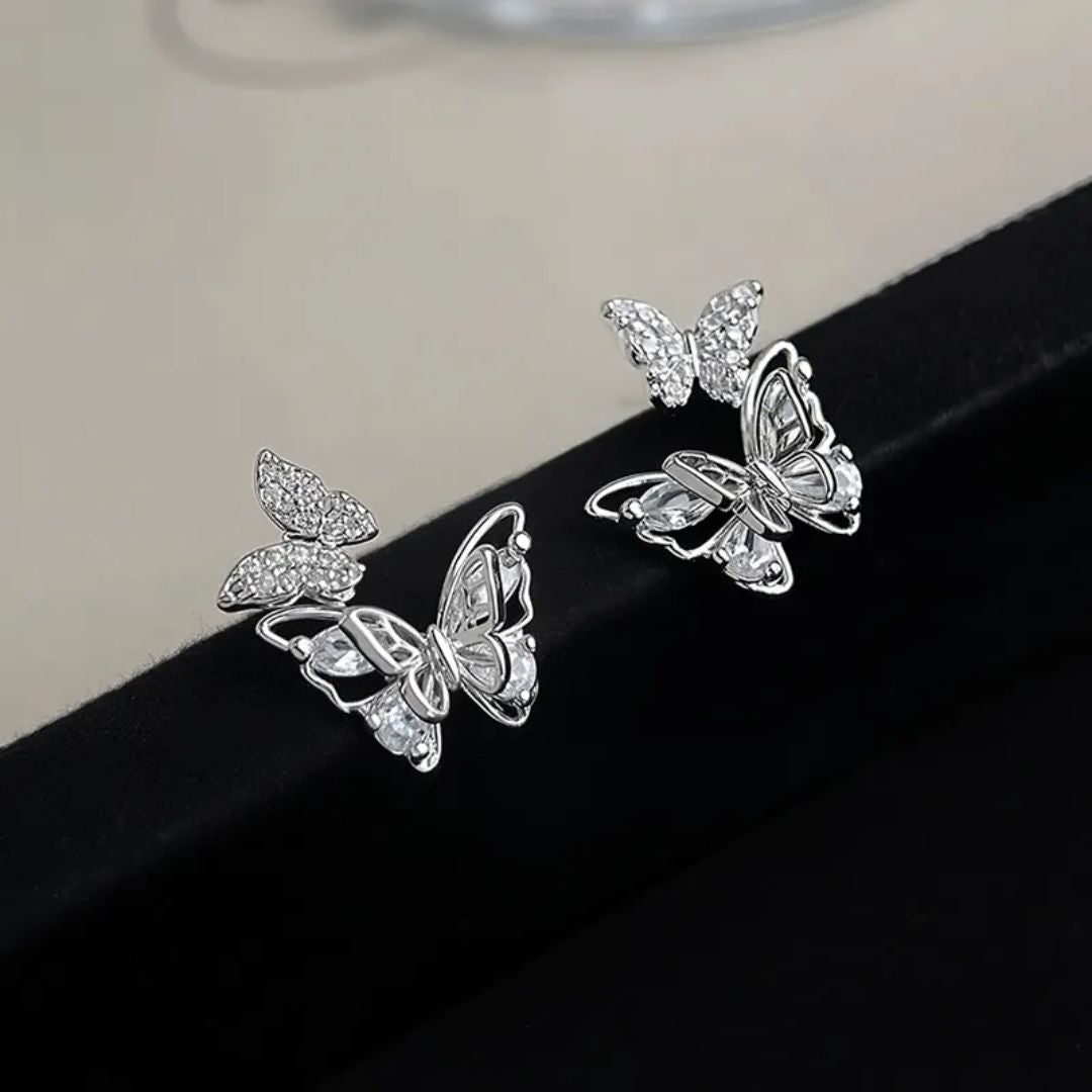 Silver wing Butterfly Earrings