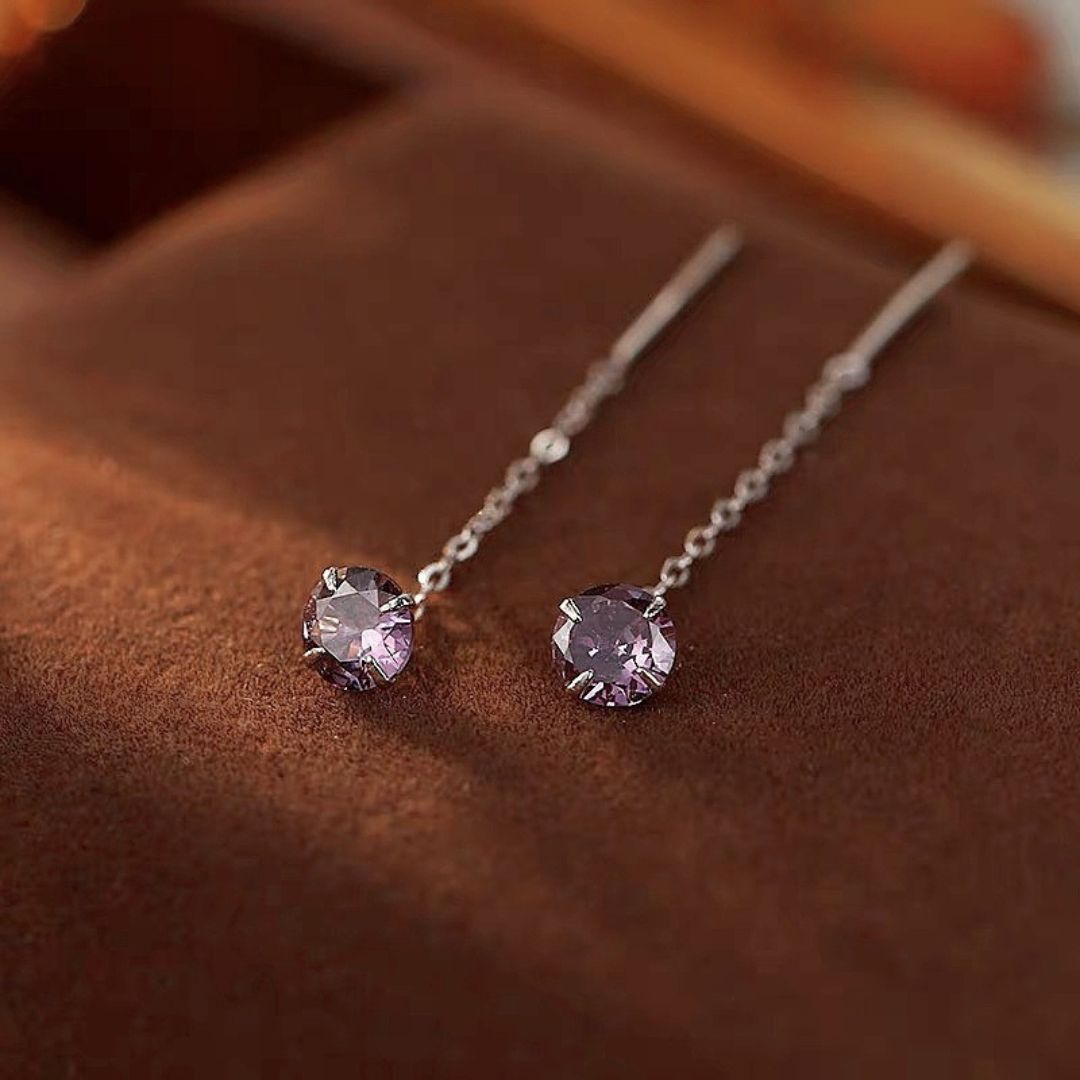 Glimmering Grape Threaders Earring