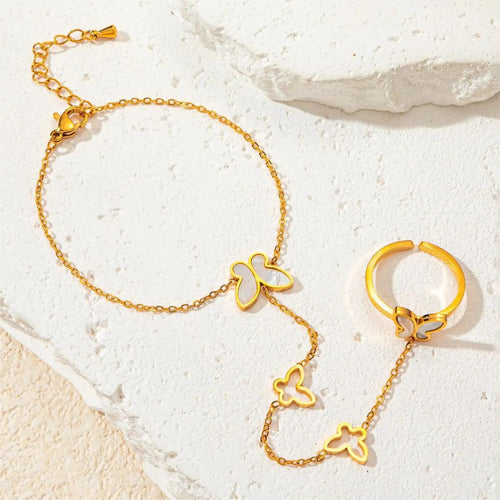 Golden Butterfly Ring Bracelet