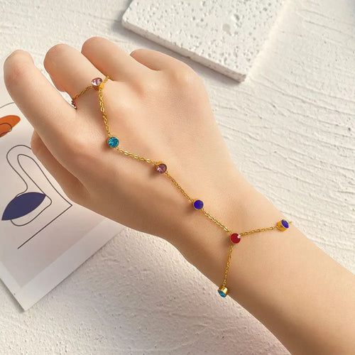 Colorful Zircon Ring Bracelet