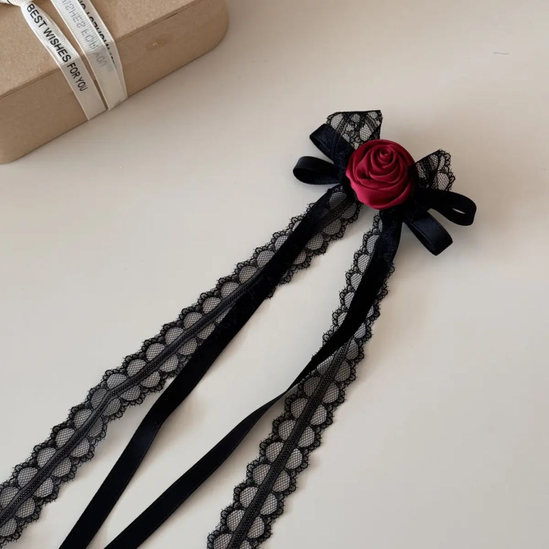 Victorian Rose Hair Bow Clip