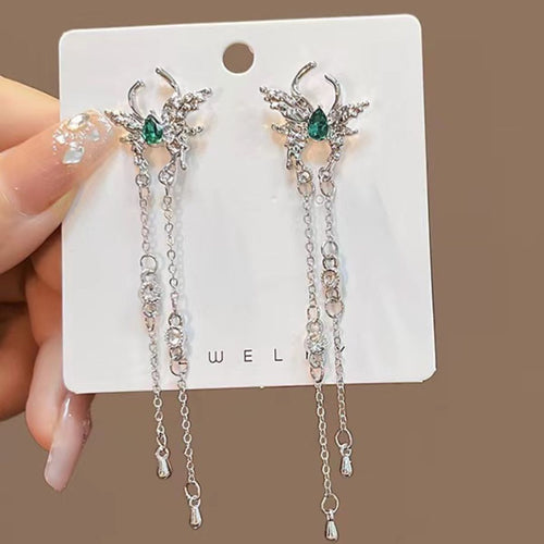 Emerald Bloom Chain Drops Earrings