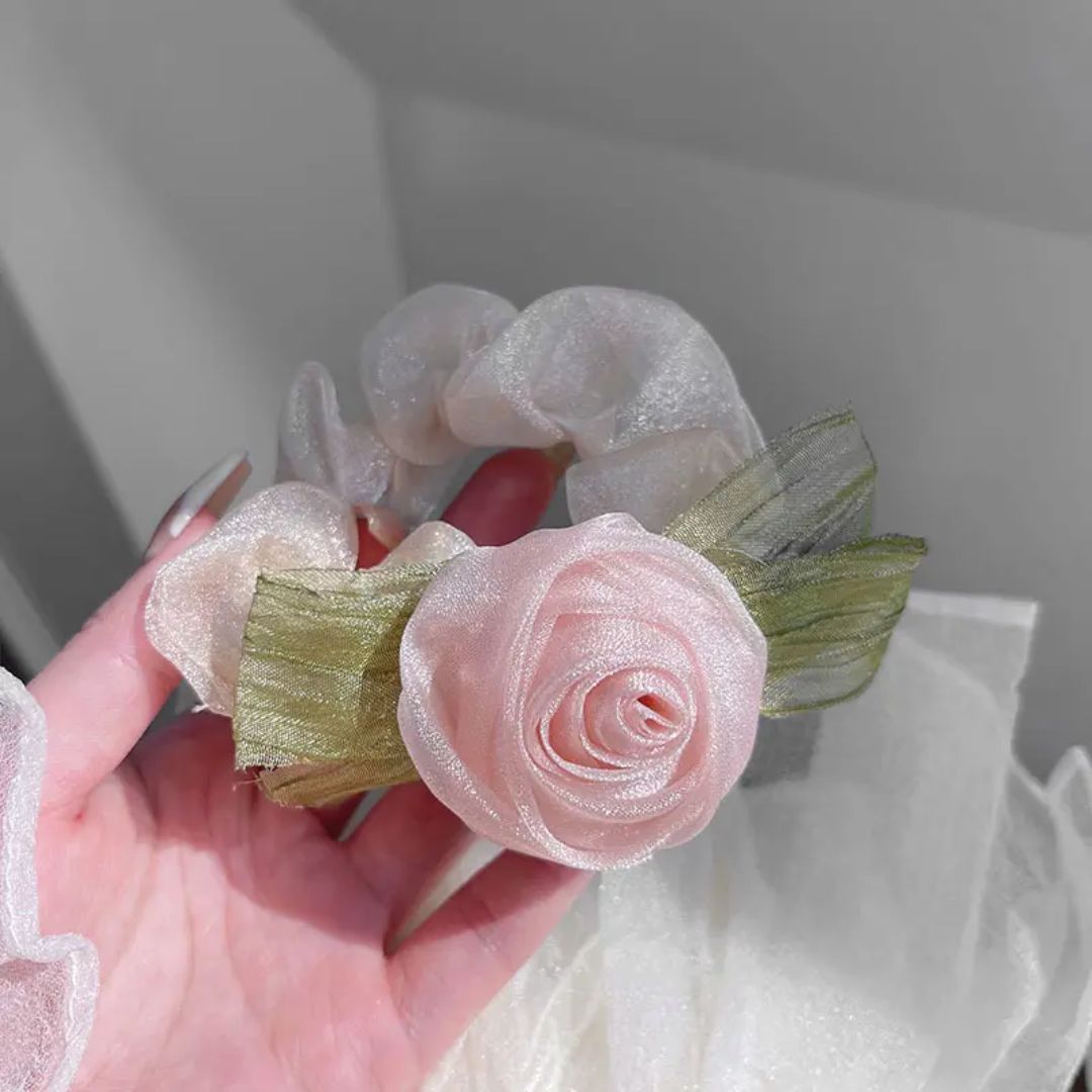 Rosy Organza Scrunchie (pack of 1)