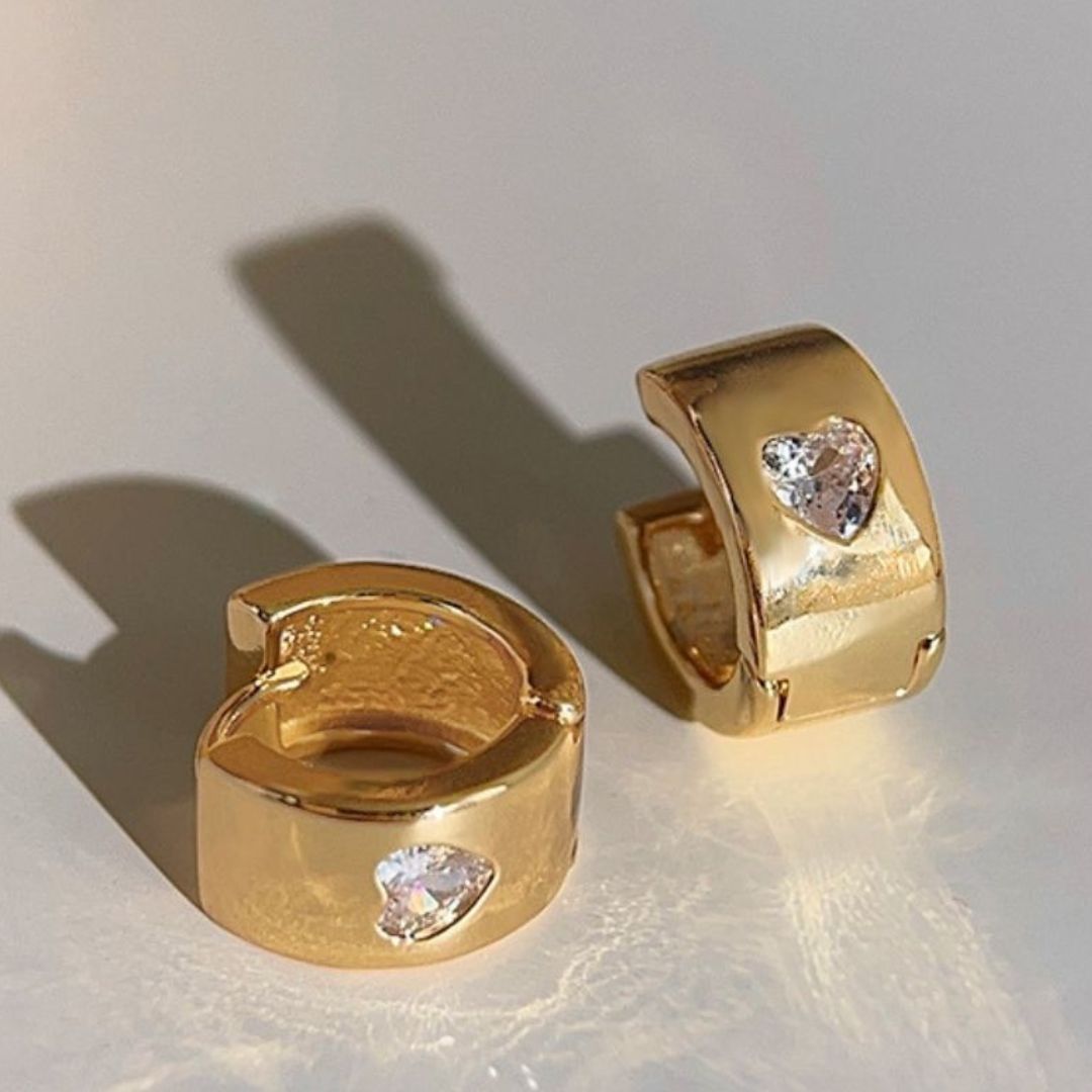 Glimmering Gold Huggies Earrings