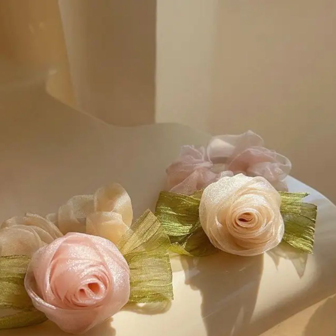 Rosy Organza Scrunchie (pack of 1)