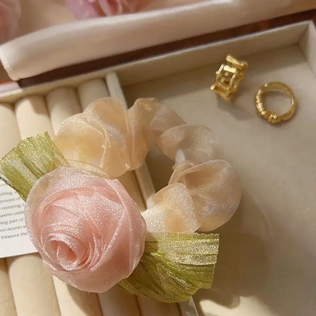Rosy Organza Scrunchie (pack of 1)
