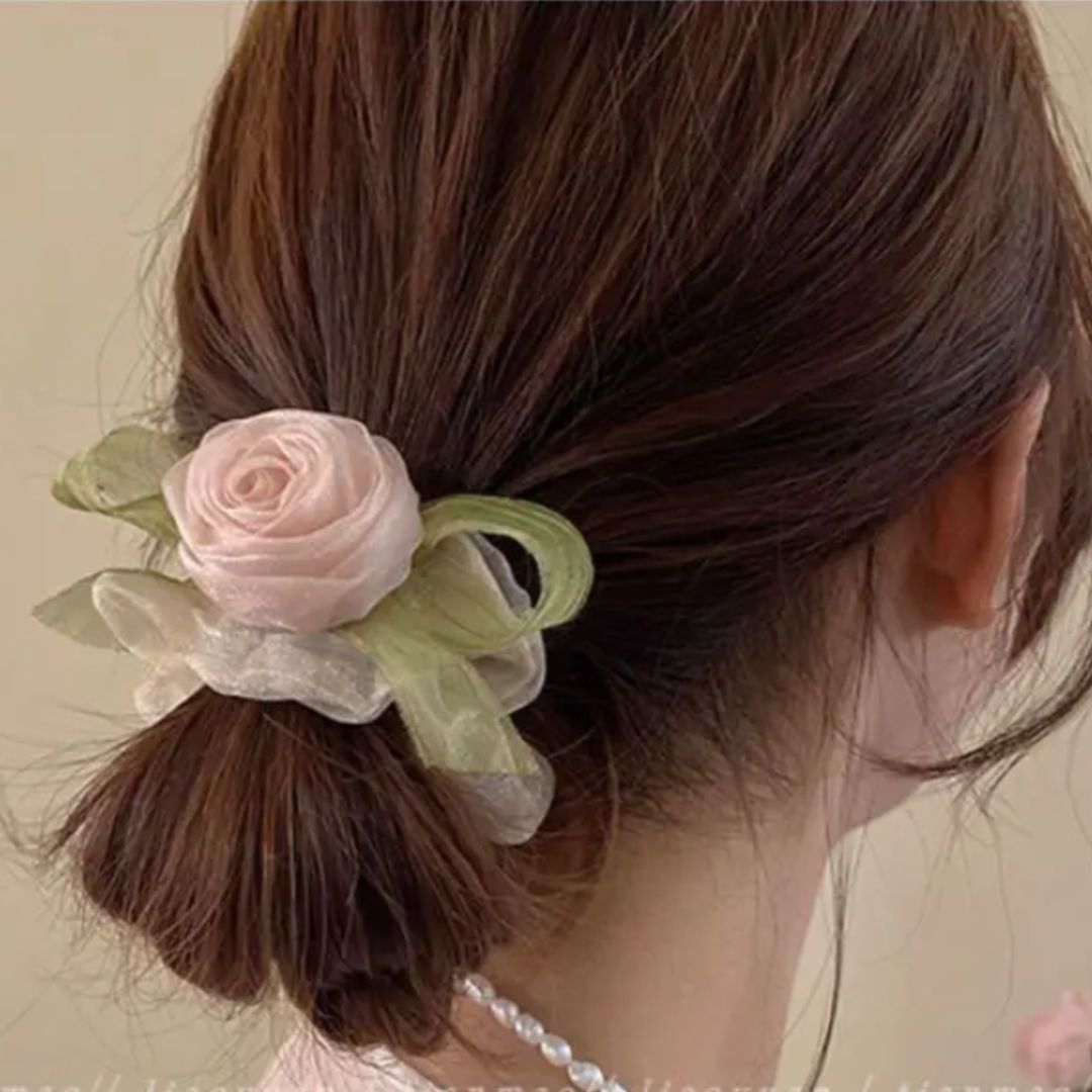 Rosy Organza Scrunchie (pack of 1)