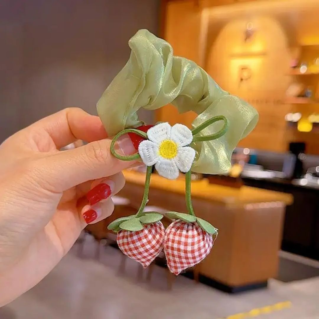 Strawberry Bloom Scrunchie