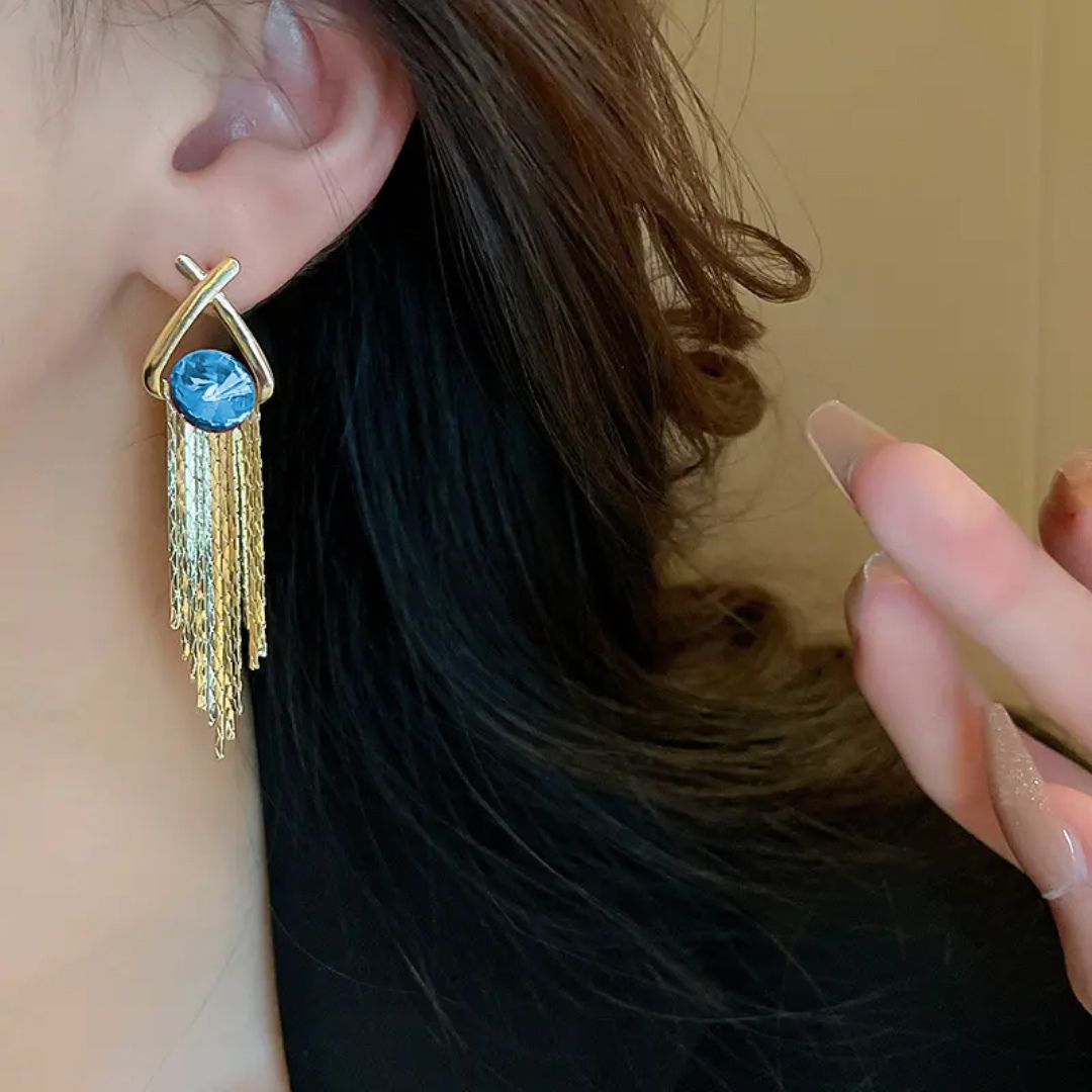 Azure Tassel Drops Earrings