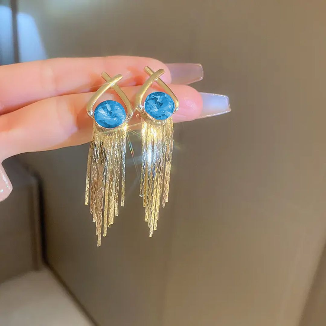Azure Tassel Drops Earrings