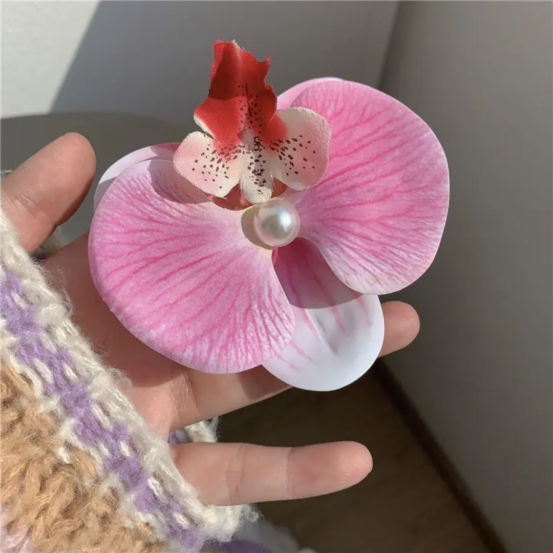 Pink Orchid Pearl Hair Clip