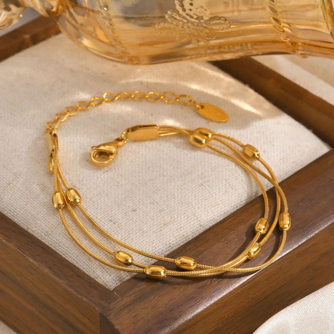 Gilded Bead Trio Bracelet