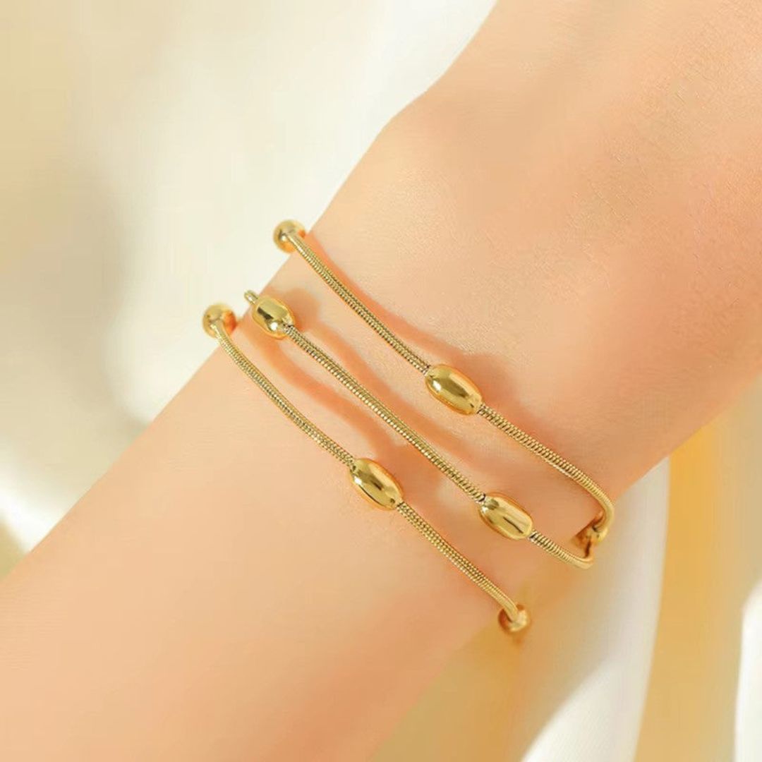 Gilded Bead Trio Bracelet