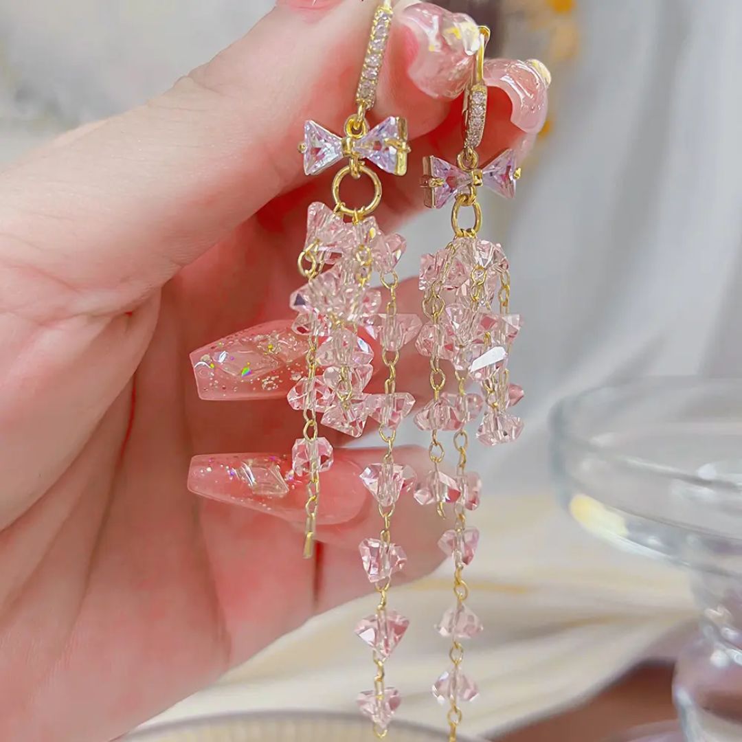 Blushing Crystal Bows Earrings