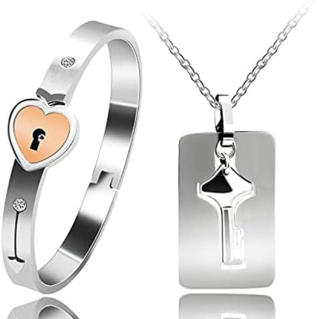 Heart Lock Bangle Set