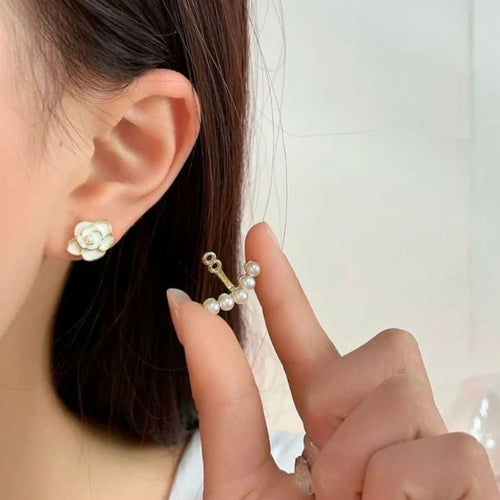 Gold & Pearl Flower Earrings