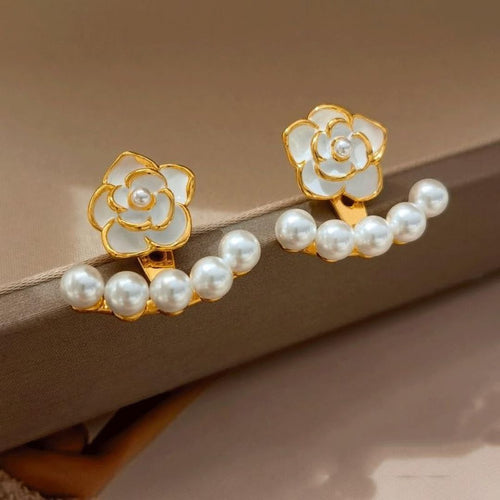 Gold & Pearl Flower Earrings