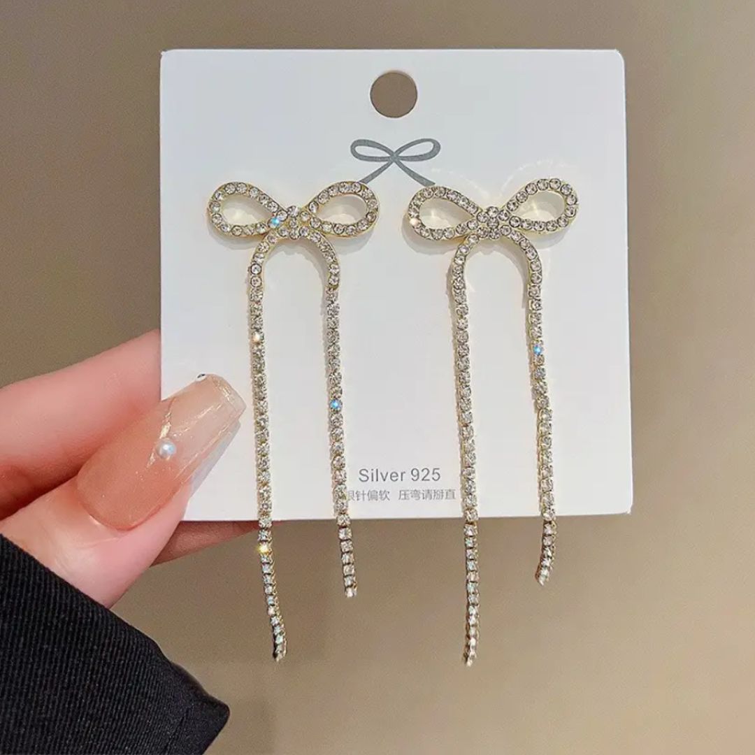Crystal Bow Dangle Earrings