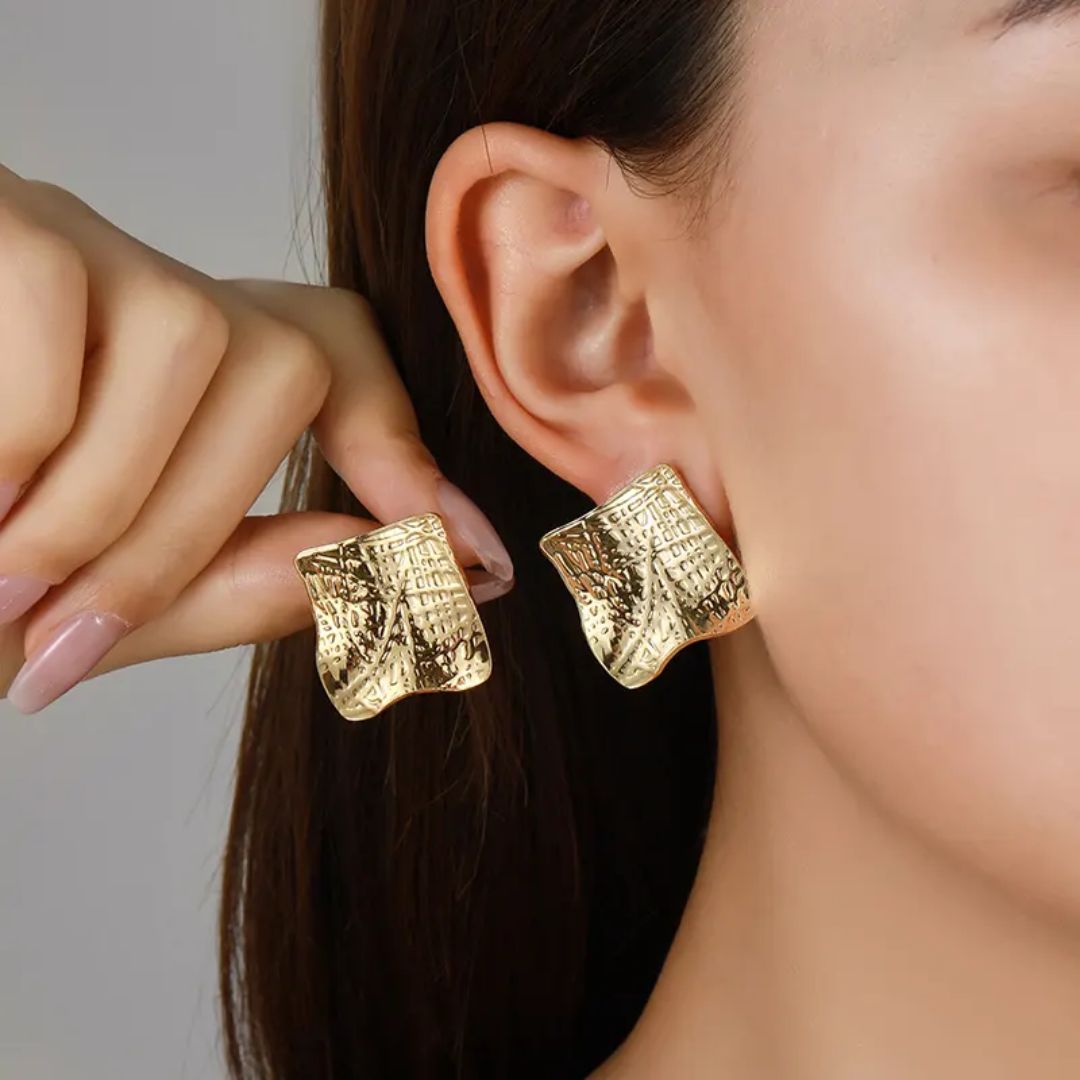 Gilded Wave Studs Earrings
