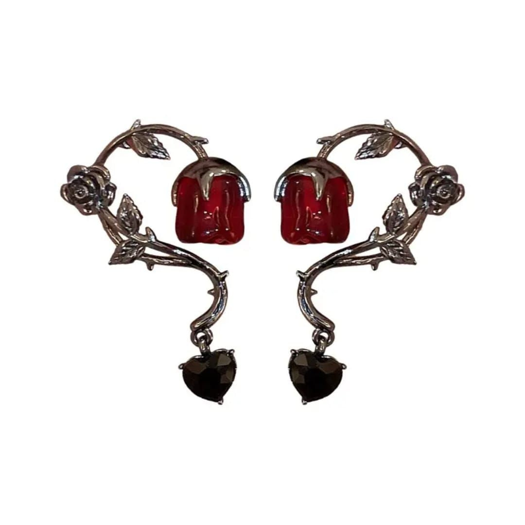 Witchy Rose & Heart Earrings