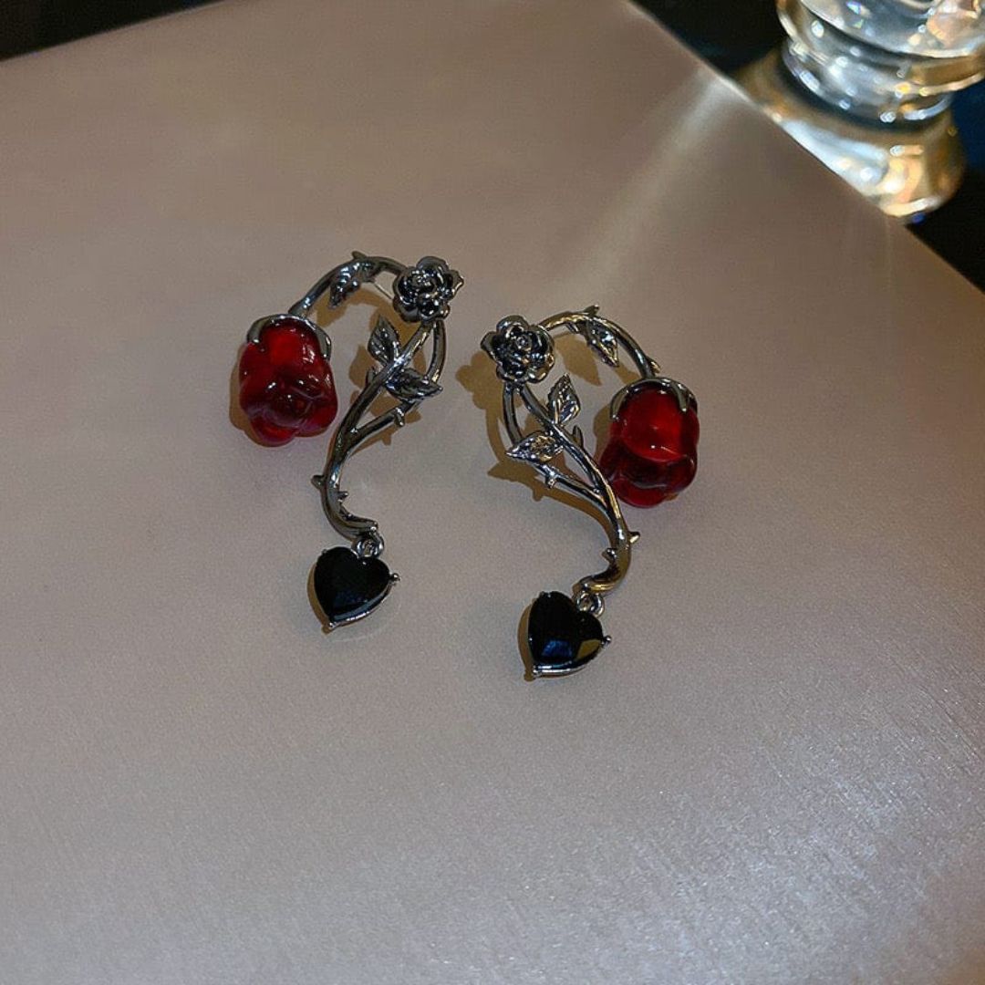 Witchy Rose & Heart Earrings