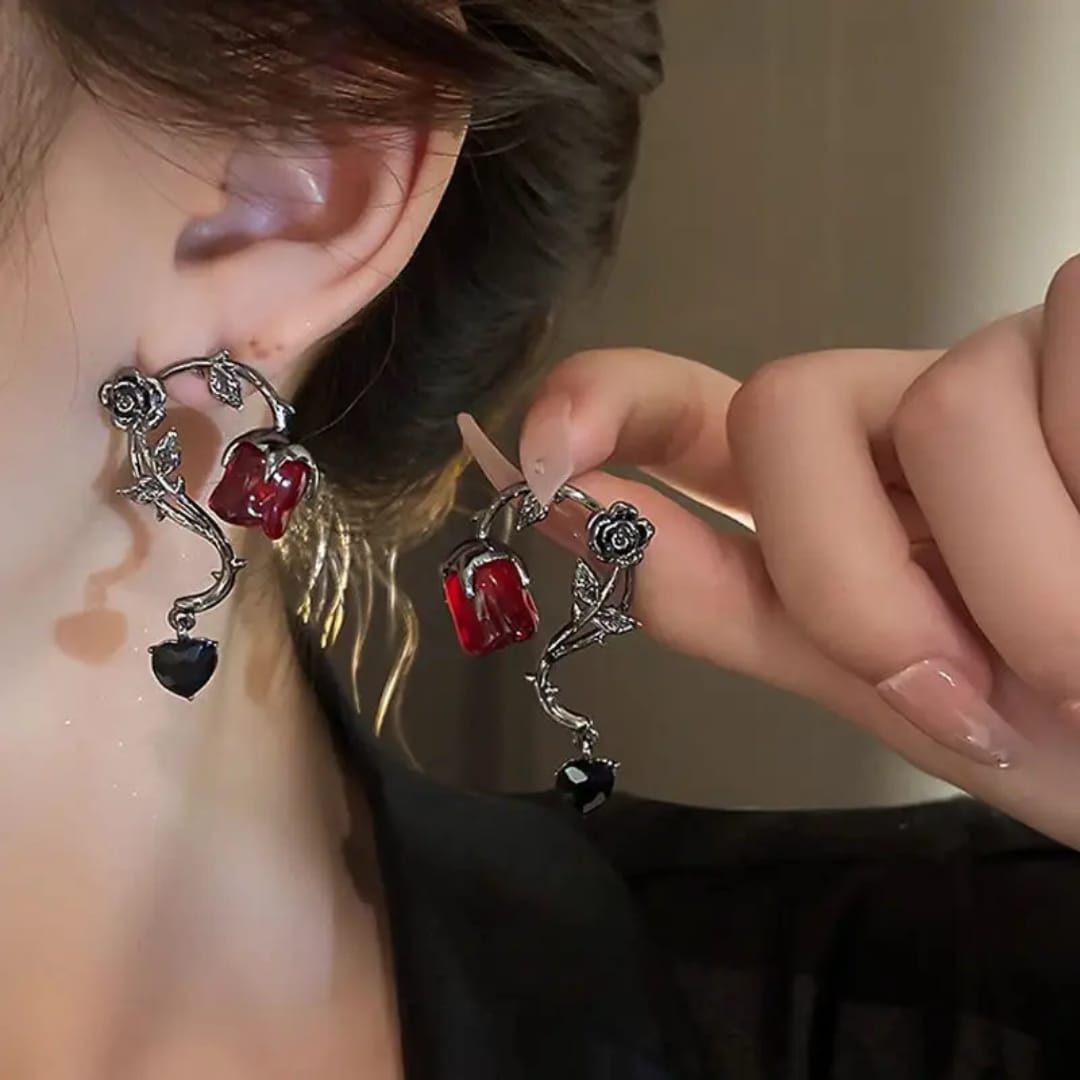 Witchy Rose & Heart Earrings