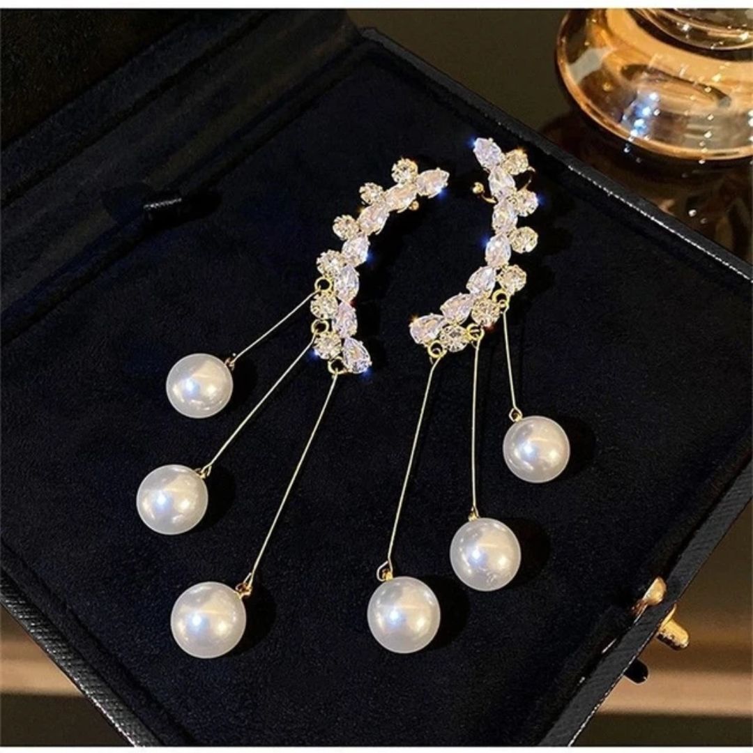 Perky Pearl Chain Hanging Earcuffs