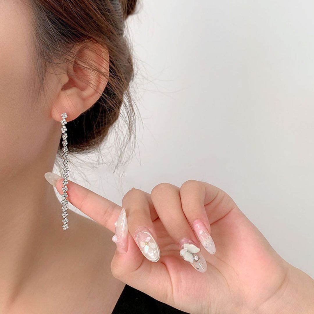 Rhinestone Tassel Earrings