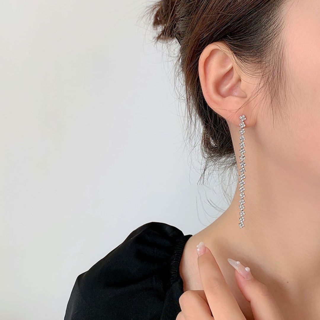 Rhinestone Tassel Earrings