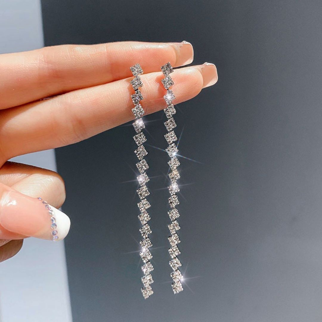 Rhinestone Tassel Earrings