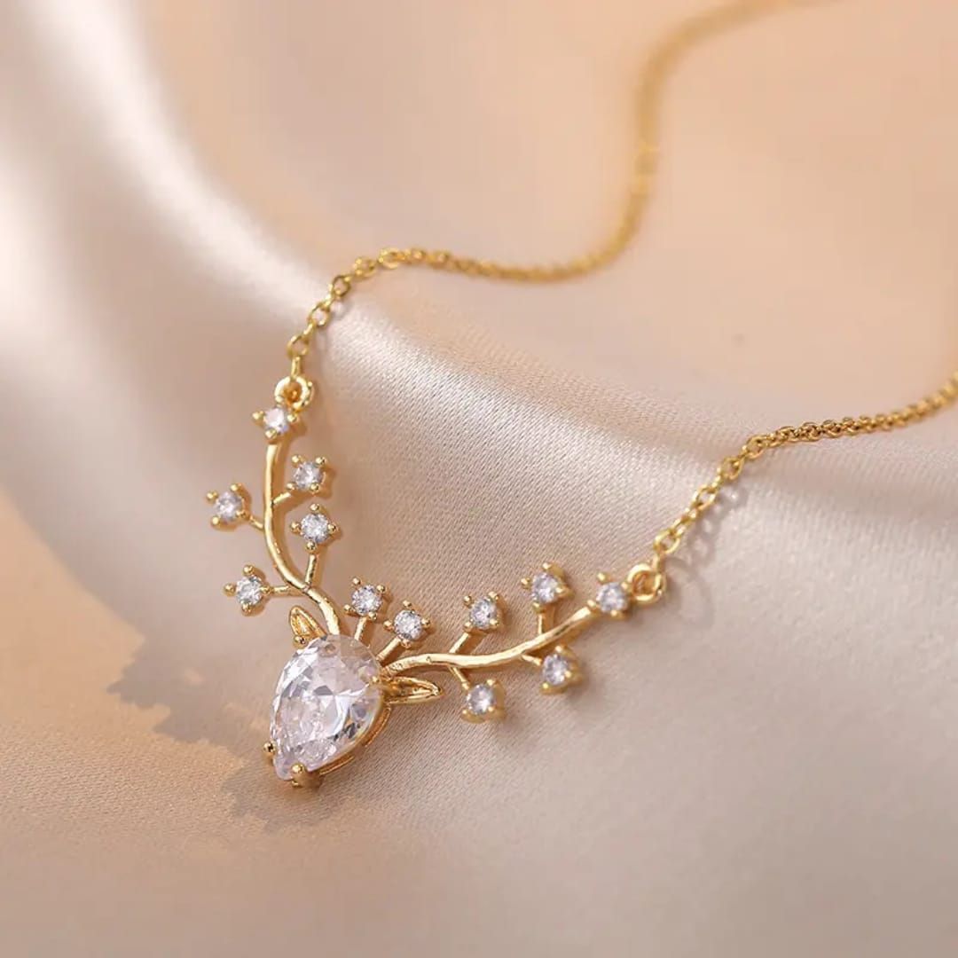 Crystal Reindeer Necklace
