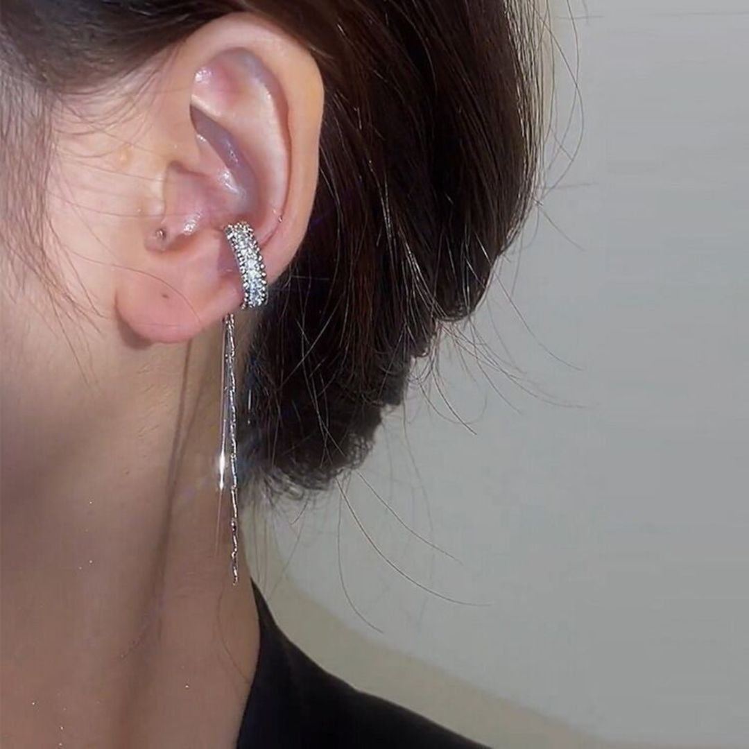 Crystal Tassel EarCuff Earring (Pair)