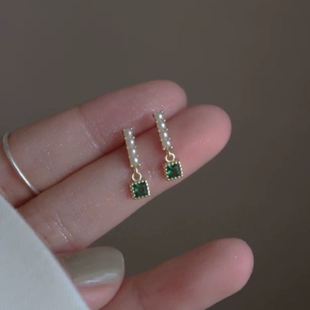 Emerald Line Drops Earrings
