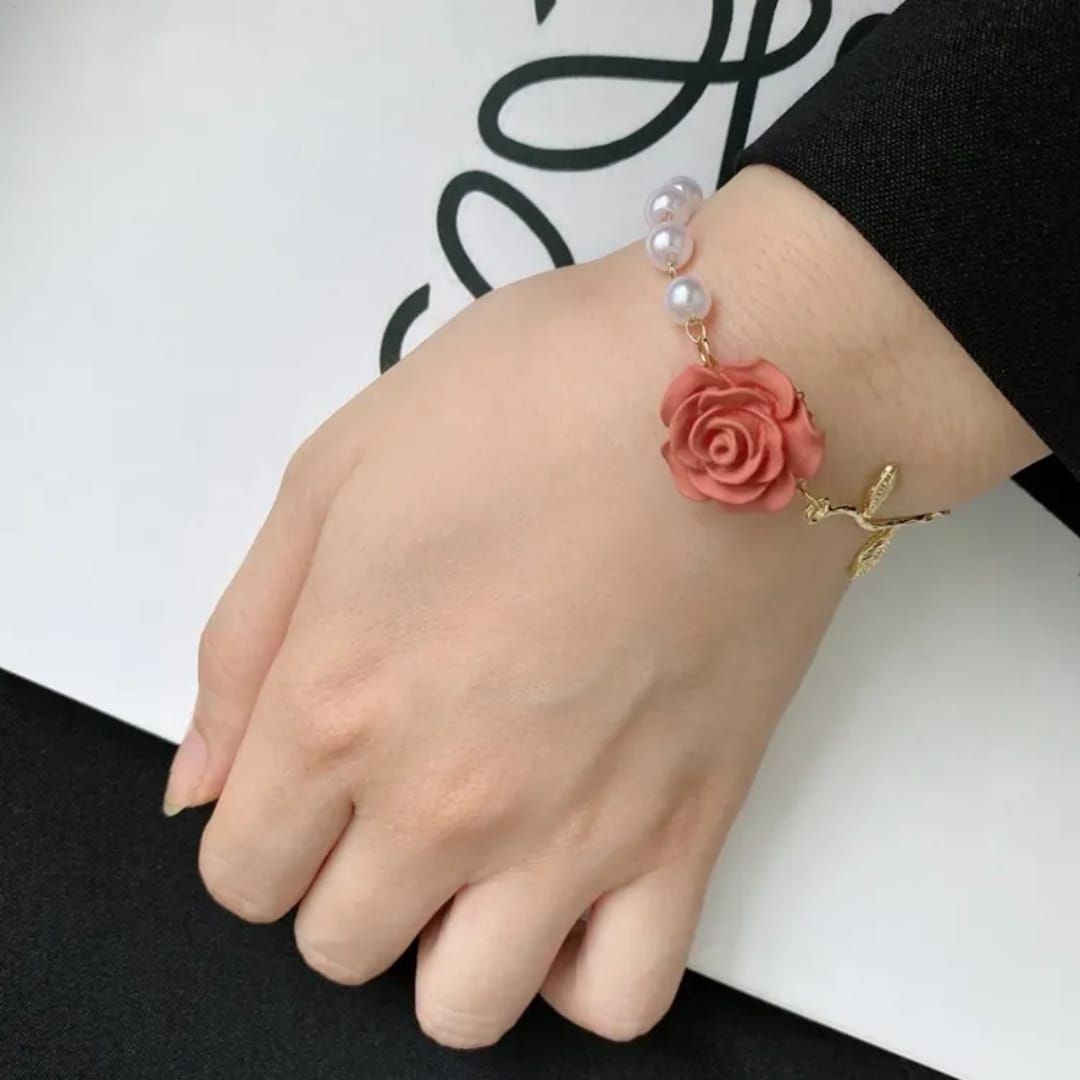 Rose & Leaf Charm Bracelet
