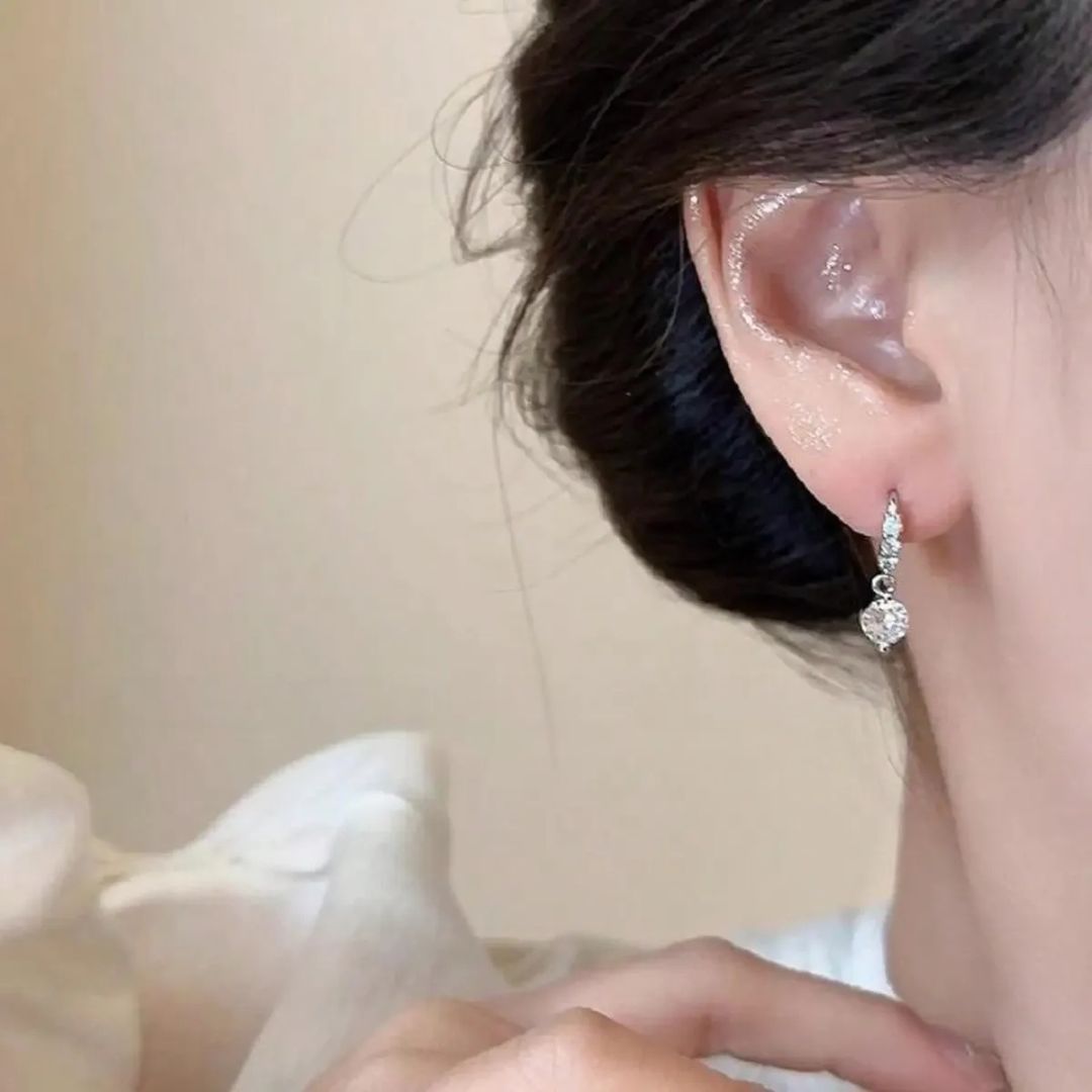 Streling Stone Hoops Earring