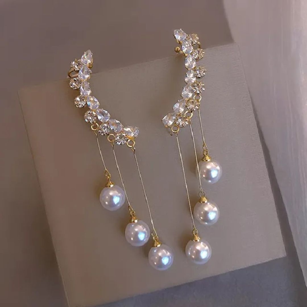 Perky Pearl Chain Hanging Earcuffs