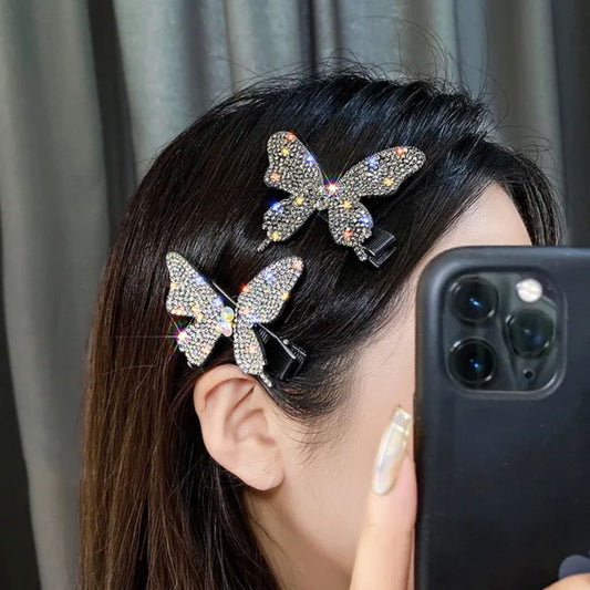 Rhinestone Butterfly Hair Clip (Pack of 2)