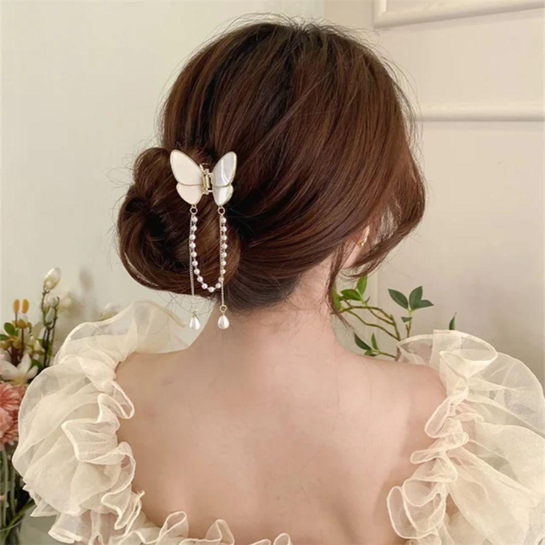 White Butterfly Hair Claw