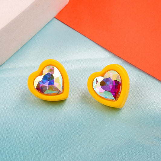 Colored heart stud earrings