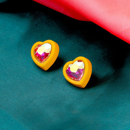 Colored heart stud earrings