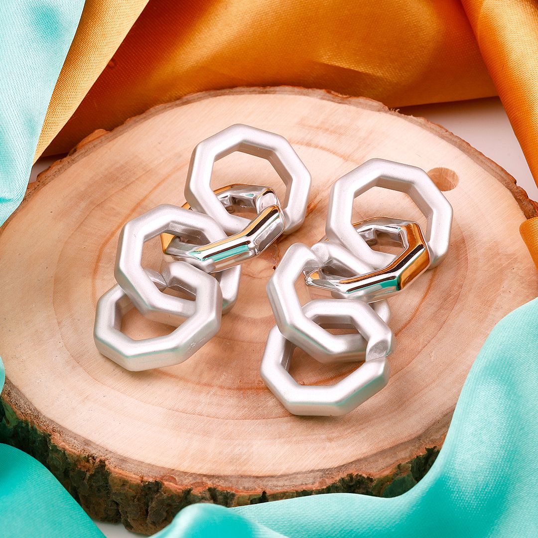 Silver Statement Linked Earrings