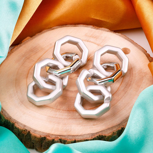 Silver Statement Linked Earrings