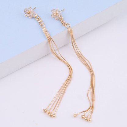 Flower Long Chain Earrings