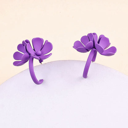 Lilac Daisy Hoop Earrings